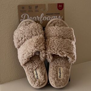 Dearfoams Memory Foam Furry Slippers Slip On